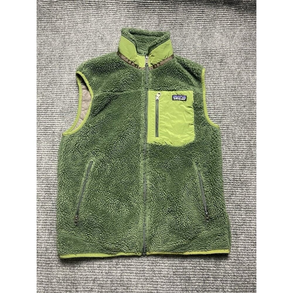 Patagonia Vest Men's  Medium Retro-X Deep Pile Fleece Sherpa Forest Green Hike
